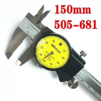 2023 Mitutoyo ABS 505-681 de Discagem Pinça 6in 0-150mm 200mm 505-682 0,01 mm à Prova de Choque Vernier Paquímetro Micrômetro Ferramentas de medição