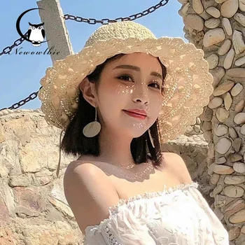 Mulher de Verão, Praia Hat Dobrável Chapéu de Sol da Moda crochê Único Fresco Pequeno Chapéu de Palha de Turismo de Férias Proteção UV, Chapéu