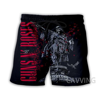 CAVVING Impressos em 3D do Guns N Roses Verão Calções de Praia Streetwear Seca Rápido, Shorts Ocasionais de Suor Shorts para Mulheres/homens