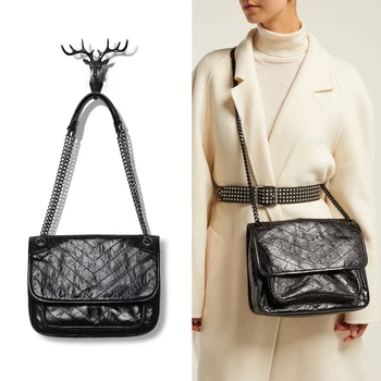 Nova Cera de Couro de Luxo de Design sacos de Ombro Messenger Bag de Grande capacidade de Cadeia de Moda Multi-funcional sacos de Ombro para as mulheres