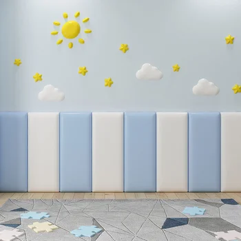 Cabeceira de cama 3D Adesivos de Parede Auto-adesivo papel de Parede do Quarto de Crianças Decoração do Quarto Anti-colisão Painéis de Parede de cabeceira de Cama Cabecero