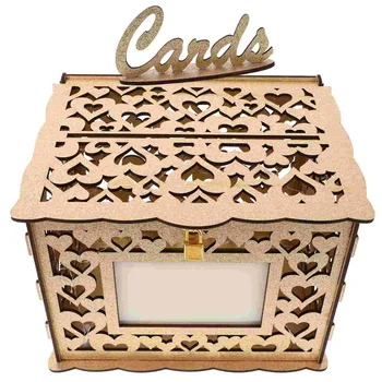 Cartões de casamento Caixa de Dinheiro de Caixa Oca de Design de Carta Envelope Caixa Oca Caixa de Madeira para o Casamento