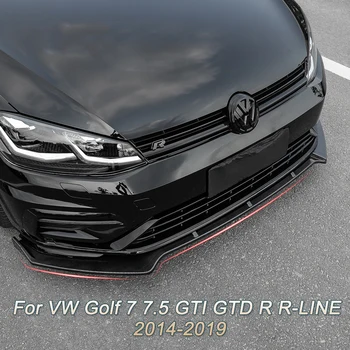 Frente Lábio pára-choques do Lado do Divisor Canrds Personalizado Body Kit Para VW Golf 7 7.5 MK7 7.5 GTI GTD R R-LINE 2014-2019 Preto brilhante Kits de Corpo