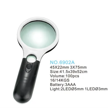 De mão de 10X 20X com 3 LED Luz de Leitura lente de aumento para Idosos Avaliação de Jóias