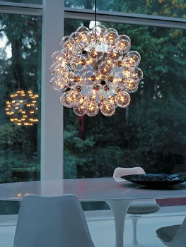 Nordic LED Candelabro G4 Vidro Transparente Bola Moderno, Criativo, Sala de estar, Quarto, Restaurante Cafe Decoração Interior Hanging Lamp