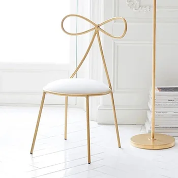 Nordic Cadeira de Jantar para a Cozinha Moderna e Simples, Encosto de Cadeira Criativo Arco Maquiagem Cadeira de Ferro Forjado, Cadeira de Restaurante Cadeiras