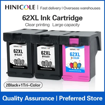 HINICOLE 3x Cartucho de Tinta Compatível Para HP 62XL 62 Para Impressora HP Officejet 5740 5741 5742 5743 5745 200 250 5744 5746 Impressora