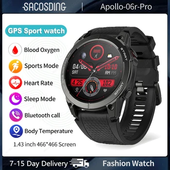 GPS Bluetooth Chamada de Smart Watch Ultra HD 466*466 AMOLED de Built-in GPS HD Esportes Mergulho Impermeável Smartwatch 400mAh Bateria
