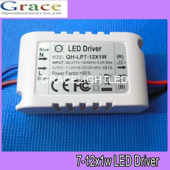 5 pcs / monte driver de LED de 7 W 8 W 9 W 10 W 11 W 12 W 7-12X1W constante do transformador de corrente iluminação da fonte de alimentação