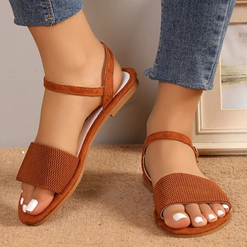 Sapatos para as Mulheres 2023 Alta Qualidade de Dedo do pé Aberto Mulheres, as Sandálias de Verão Casual Sandalias Senhoras Fivela Sólido Televisão Feminino Diário Sandália