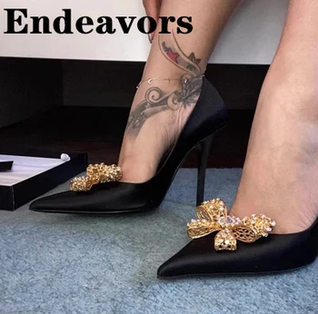 Preto de Corte Raso Escavado Laço Fino Salto Alto Apontado Toe Elegantes das Mulheres européias e Americanas Sexy Único Sapatos