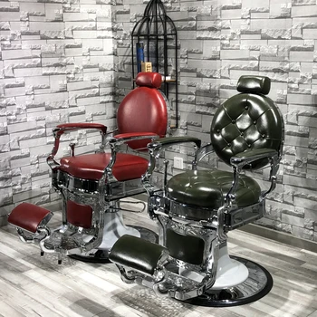 Retro Luxo Barbeiro Cadeiras de Barbearia Estilista de Cabelo Spa, Cabeleireiro, Cadeira de Barbeiro Corrimão Poltrona Chaise Salão de Móveis de QF50BC