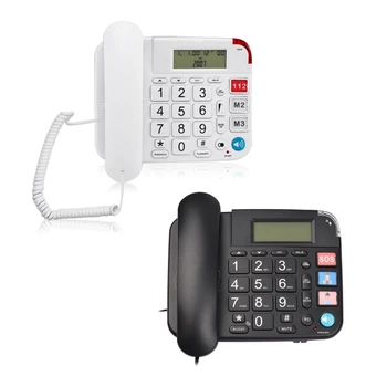 F3KE Sênior Telefone Telefone Fixo Grandes Botão Altifalante CallerID Exibir Telefone de Mesa para LowVisionGroup Preto Branco