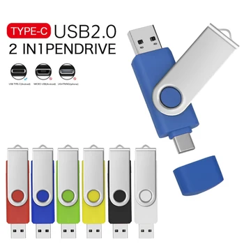 USB 2.0 TIPO C, Unidade Flash USB de tipo c Pen Drive 64GB 32GB usb flash drive 16GB 4GB 8GB pendrive USB 2 em 1 de Alta Velocidade Pendrive