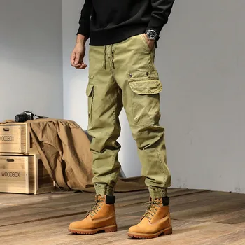Calças Cargo de Moda masculina de Corredores do sexo Masculino Y2K Hip Hop Japonês Streetwear Calças de Jogging Tático Casual Calças de Algodão, Calças Mens