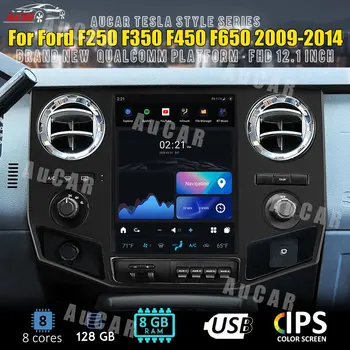 AuCar 12.1 polegadas Car Auto Rádio Para Ford F250 F350 F450 F650 2009-2014 GPS do Carro sem Fio Carplay Android 11.0 Unidade principal do Leitor de DVD