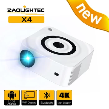 ZAOLITHTEC X4 Vídeo Proyector com wi-Fi, Bluetooth Portátil Projetor Full HD 1080P com Suporte 4K LED Home Exterior do Projector